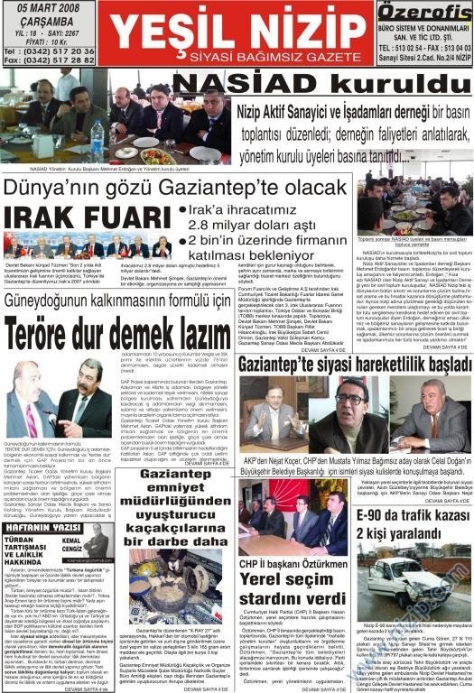 05 Mart 2008 Yeşil Nizip Gazetesi