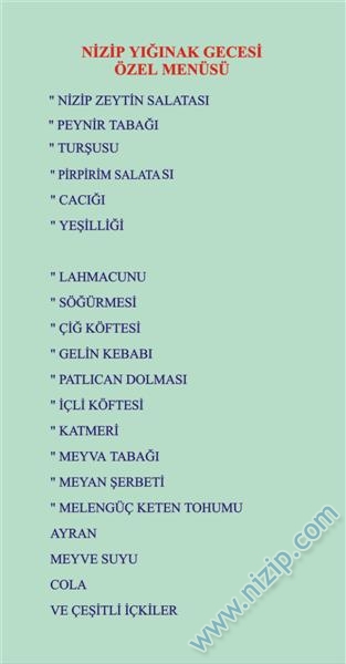 Nizip YIĞINAK GECESİ - DAVETİYE