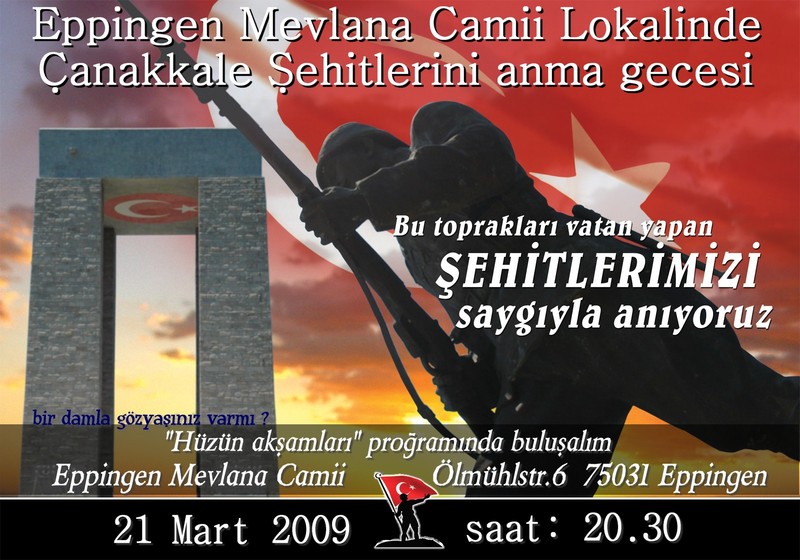 Çanakkale şehitlerini anma gecesi