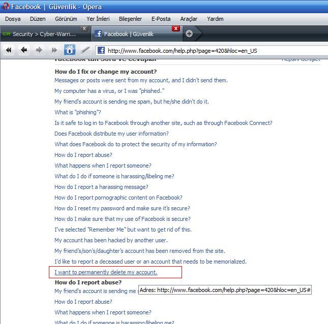 Facebook'tan kayıt silme.. Facebook'tan kayıt silme..