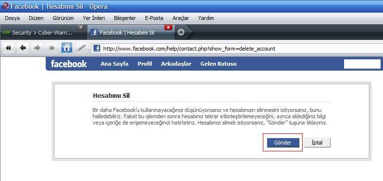 Facebook'tan kayıt silme.. Facebook'tan kayıt silme..