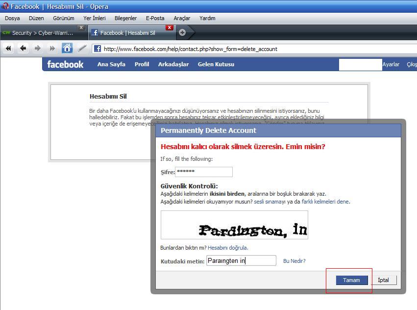 Facebook'tan kayıt silme.. Facebook'tan kayıt silme..