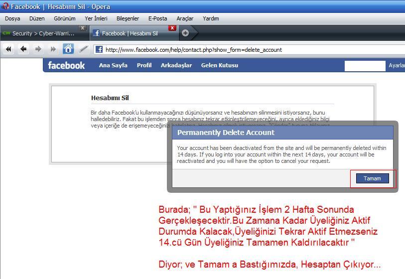 Facebook'tan kayıt silme.. Facebook'tan kayıt silme..