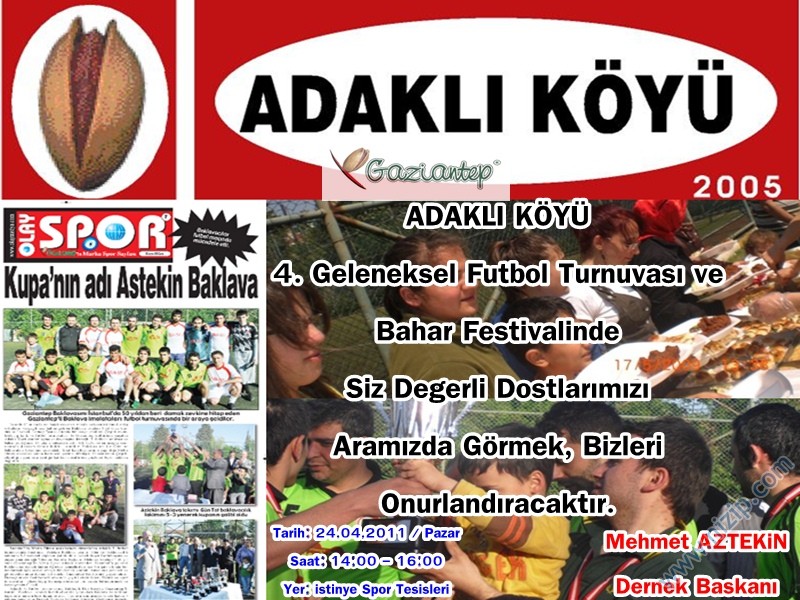 ADAKLI KÖYÜ 4. GELENEKSEL FUTBOL TURNUVASI FİNAL ve BAHAR ŞENLİĞİNE DAVET (İSTANBUL)