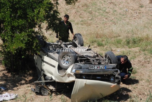Takla Atan Otomobilde Yaralandı Takla Atan Otomobilde Yaralandı