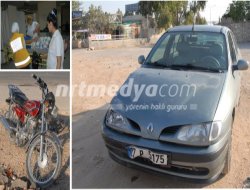 Otomobil ile Ters Yönden Gelen Motosiklet Çarpıştı Otomobil ile Ters Yönden Gelen Motosiklet Çarpıştı