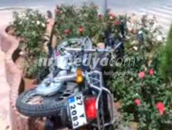 Motosiklet Çiçekliğe Uçtu