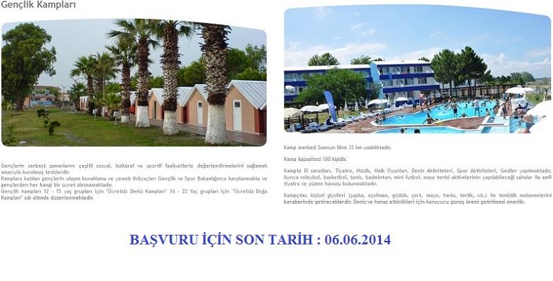2014 yaz gençlik kampları başvuruları