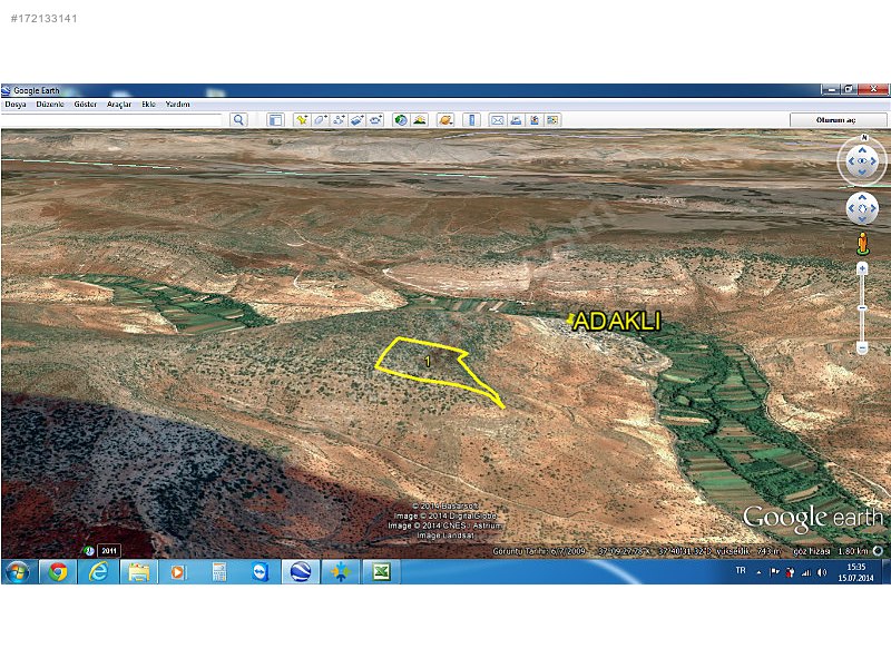 Satılık arazi nizip adaklı 50500m2 379,000 tl
