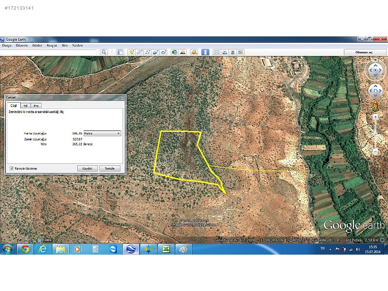 Satılık arazi nizip adaklı 50500m2 379,000 tl
