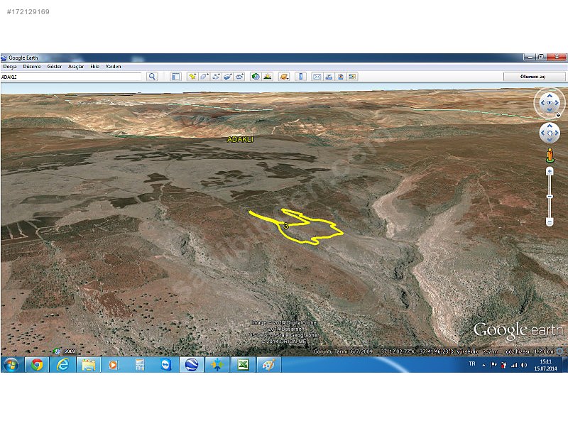 Satılık arazi nizip adaklı 46000m2 345,000 tl