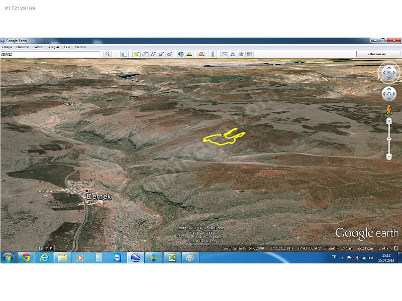 Satılık arazi nizip adaklı 46000m2 345,000 tl