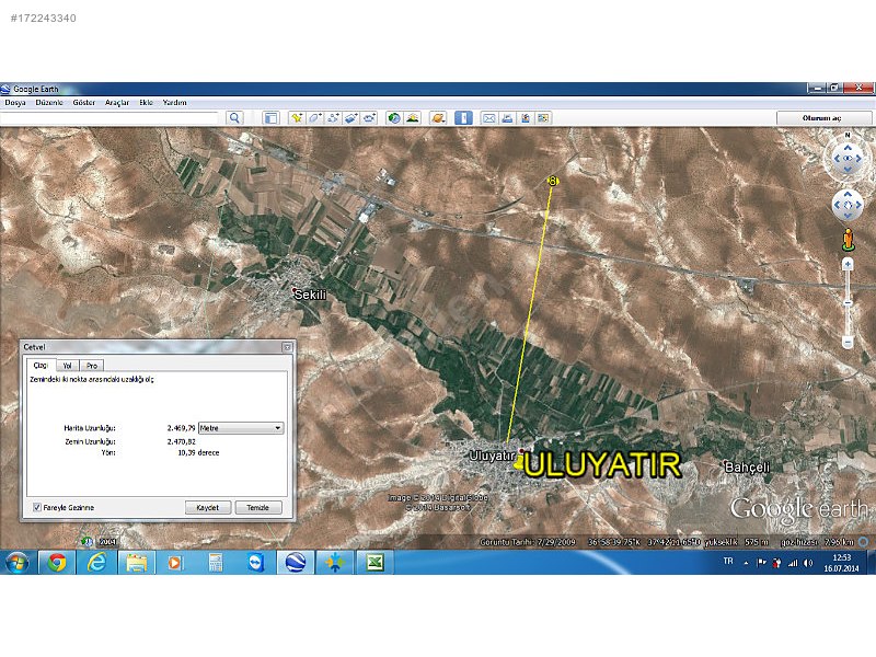 Satılık arazi nizip uluyatır 2800m2 95000 tl