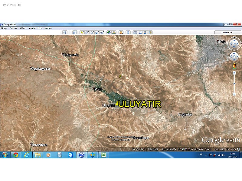 Satılık arazi nizip uluyatır 2800m2 95000 tl
