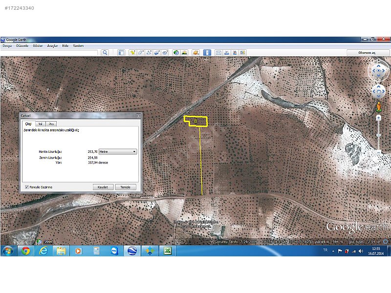 Satılık arazi nizip uluyatır 2800m2 95000 tl
