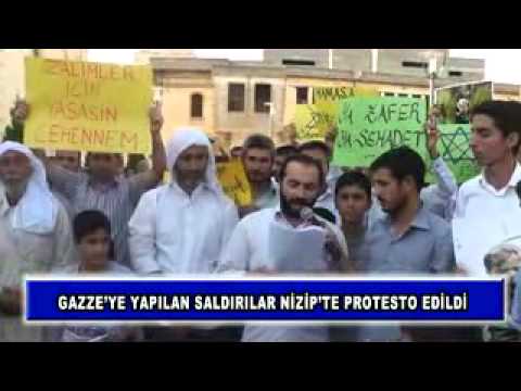 Gazze'ye yapılan saldırılar nizip'te protesto edildi