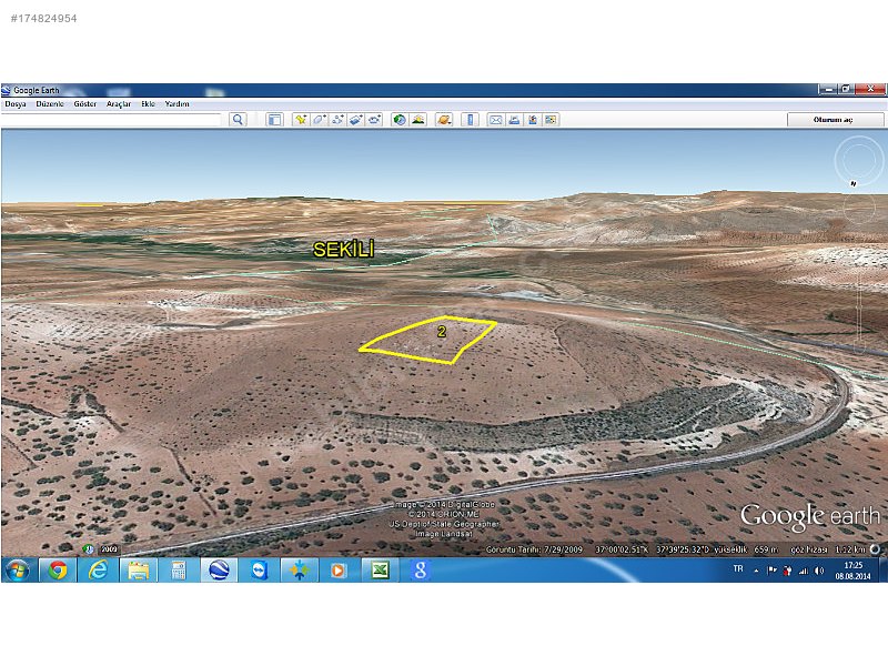 Satılık arazi  nizip sekili 6250m2 220,000 tl