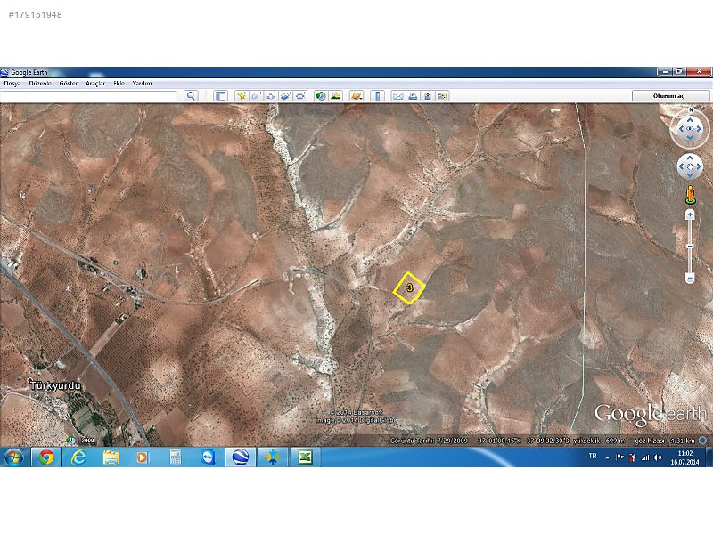 Satılık arazi nizip sekili 17000m2 272,000 tl