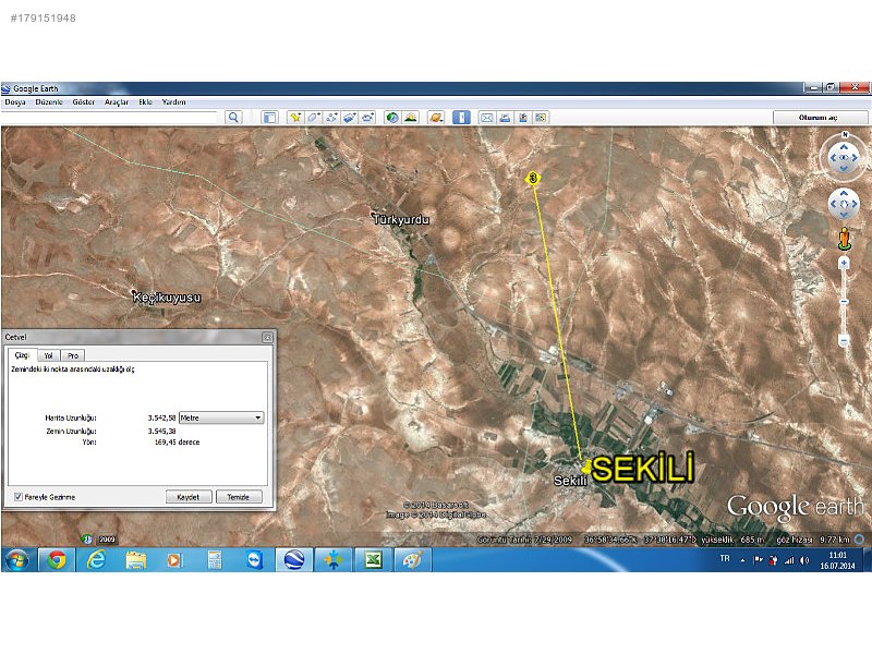 Satılık arazi nizip sekili 17000m2 272,000 tl