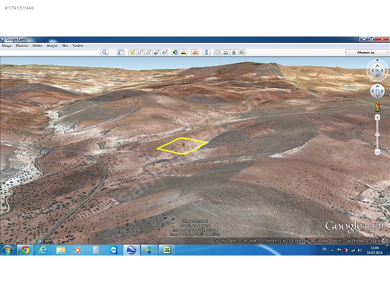 Satılık arazi nizip sekili 17000m2 272,000 tl