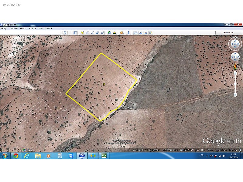 Satılık arazi nizip sekili 17000m2 272,000 tl