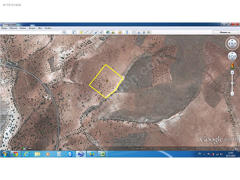 Satılık arazi nizip sekili 17000m2 272,000 tl