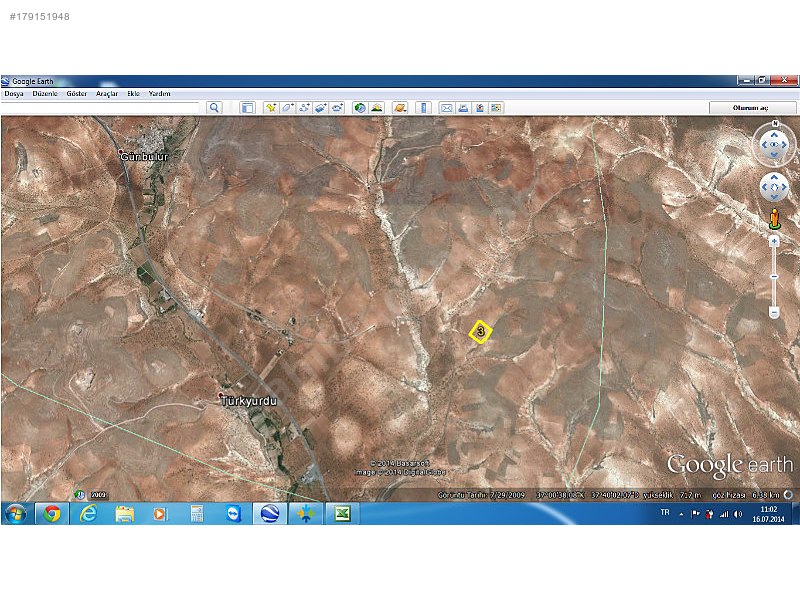 Satılık arazi nizip sekili 17000m2 272,000 tl