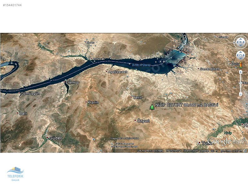 Teleferik emlak'tan satılık nizip'te 98000 m2 fıstıklı bağevi