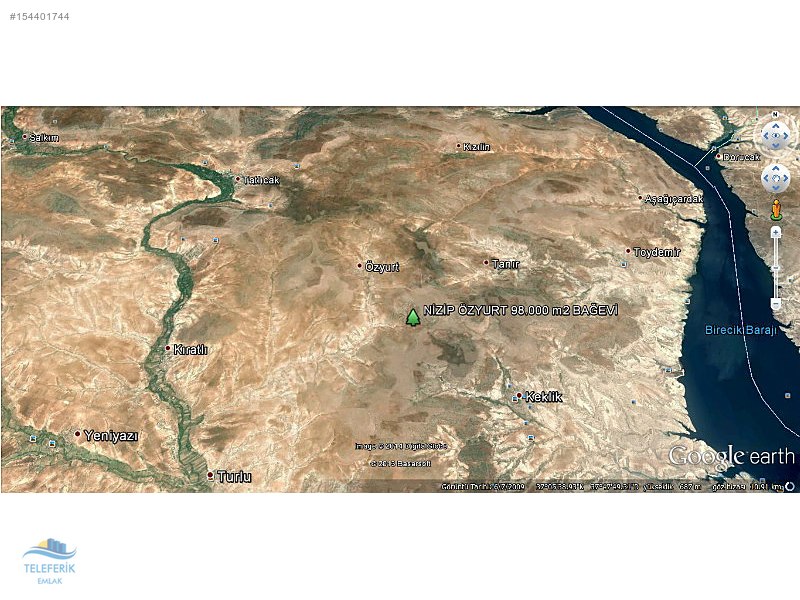 Teleferik emlak'tan satılık nizip'te 98000 m2 fıstıklı bağevi