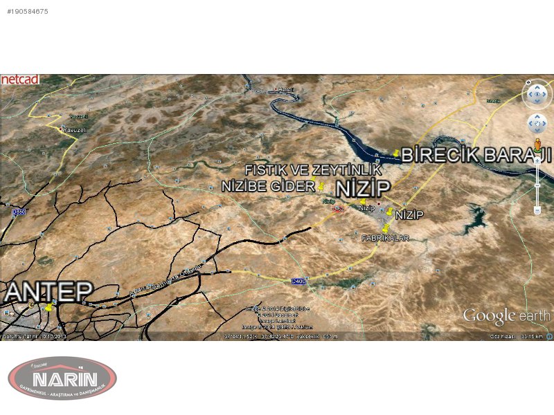Narin'den nizip - turlu köyünde satılık zeytin-fıstıklık