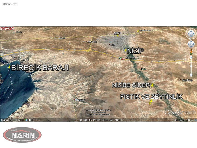 Narin'den nizip - turlu köyünde satılık zeytin-fıstıklık