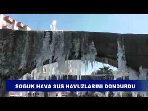 Soğuk hava süs havuzlarını dondurdu