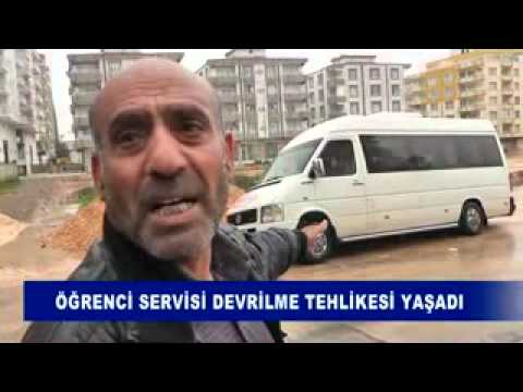 öğrenci servisi devrilme tehlikesi yaşadı