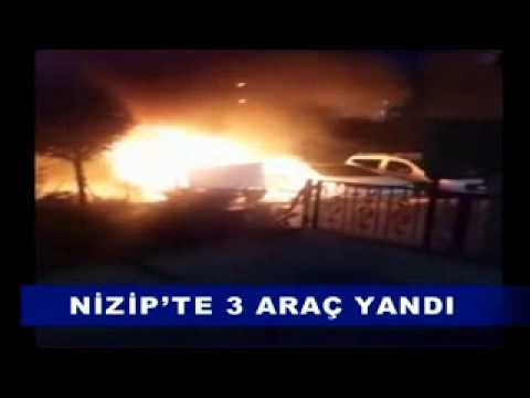 Nizip’te 3 araç yandi