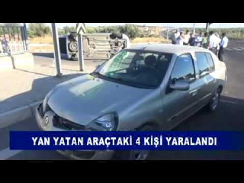 Yan yatan araçtaki 4 kişi yaralandi