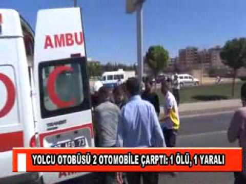 Yolcu otobüsü 2 otomobile çarpti 1 ölü, 1 yarali