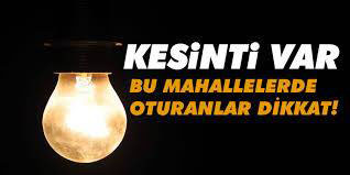 26.08.2016 tarihinde enerji verilemeyecek yerler