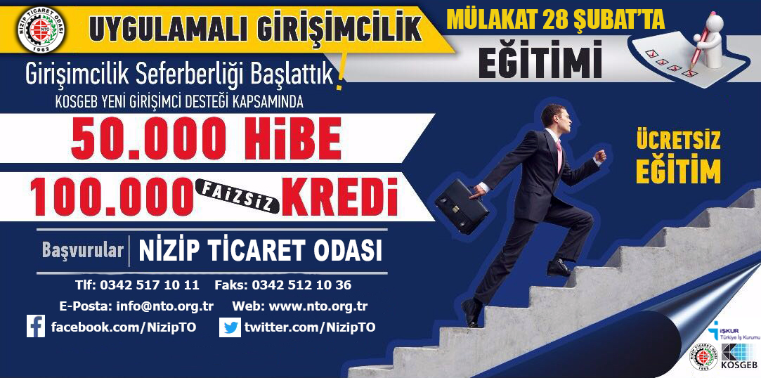 Nizip Ticaret Odası Girişimcilik Eğitimi Mülakatları 28 Şubat?ta Nizip Ticaret Odası Girişimcilik Eğitimi Mülakatları 28 Şubat?ta
