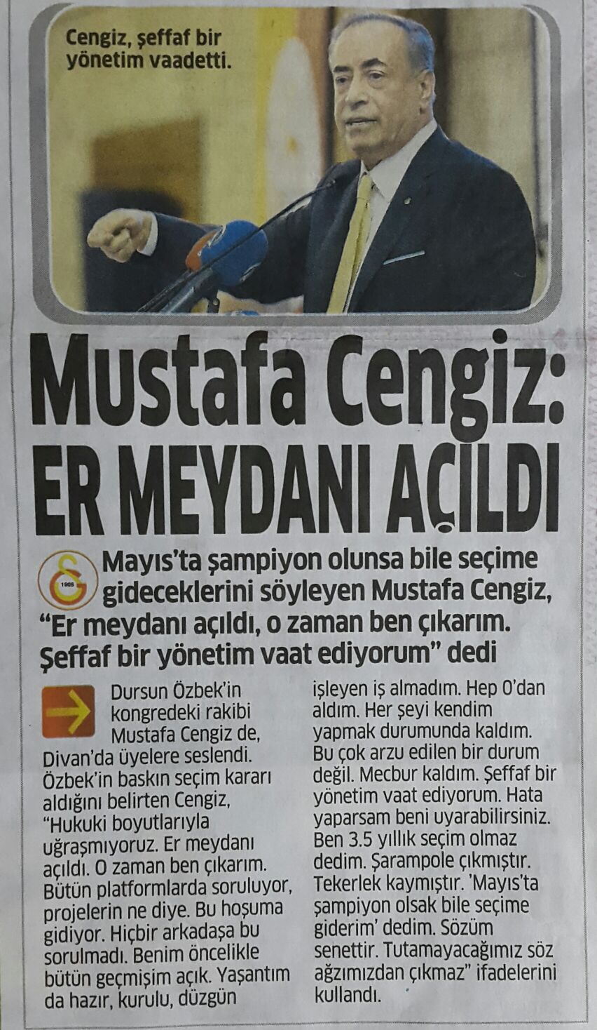 Galatasaray Başkanlığına Mustafa Cengiz Aday