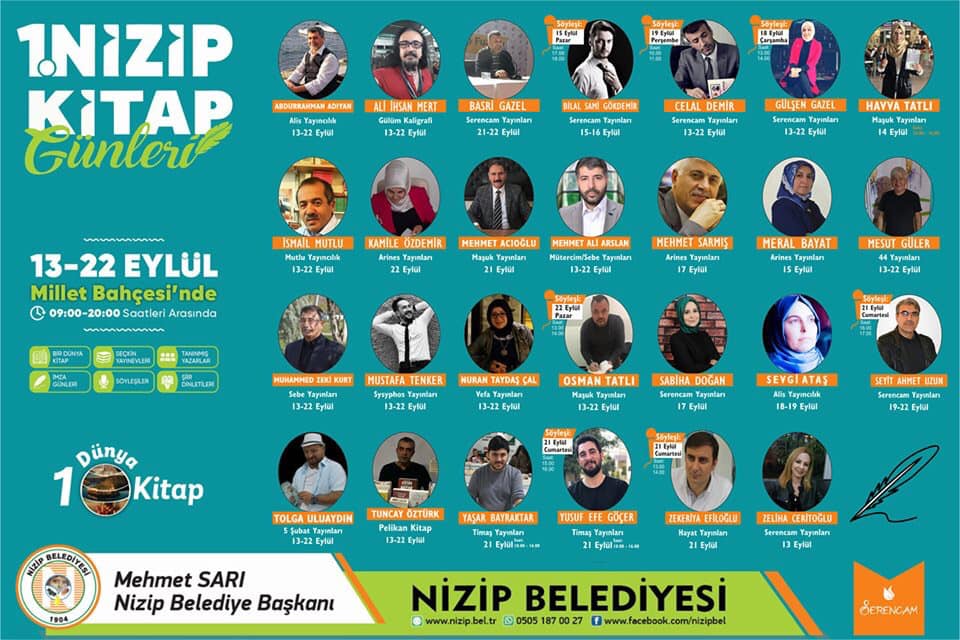 Nizip Belediyesi tarafından organize edilen 1. Nizip Kitap Günleri 27 yazarla 13 Eylü