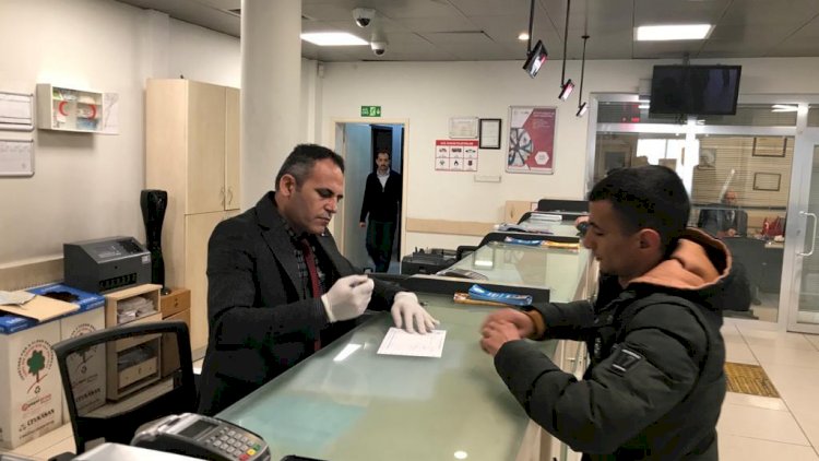 PTT Bank Nizip Şubesinde corona virüsü önlemi