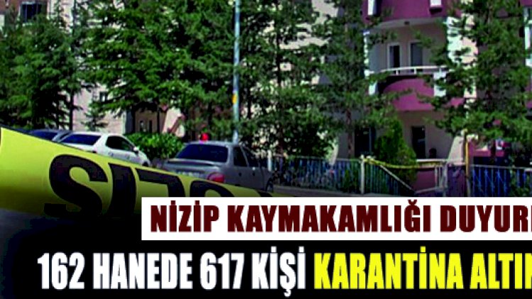 Nizip Kaymakamlığı Duyurdu 162 Hanede 617 Kişi Karantina Altında Nizip Kaymakamlığı Duyurdu 162 Hanede 617 Kişi Karantina Altında