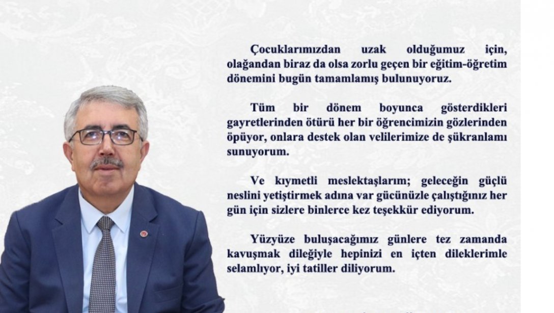 İlçe Milli Eğitim Müdürümüz Cengiz GÜNDEŞ'ten Karne Günü Mesajı