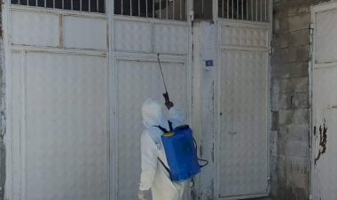 Karantinadaki evler dezenfekte edildi