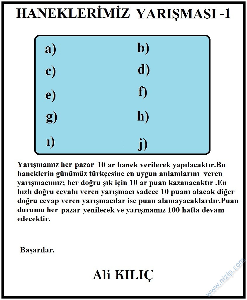 haneklerimiz yarışması 