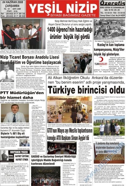 Yeşil Nizip Gazetesi  04  Haziran 2008 
