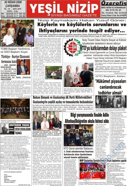 30 nisan 2008 Yeşil Nizip Gaztesi 
