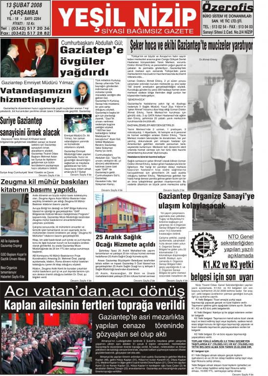13 şubat 2008 yeşil nizip gazetesi 