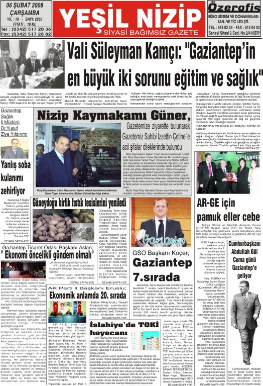 06 şubat 2008 yeşil nizip gazetesi 