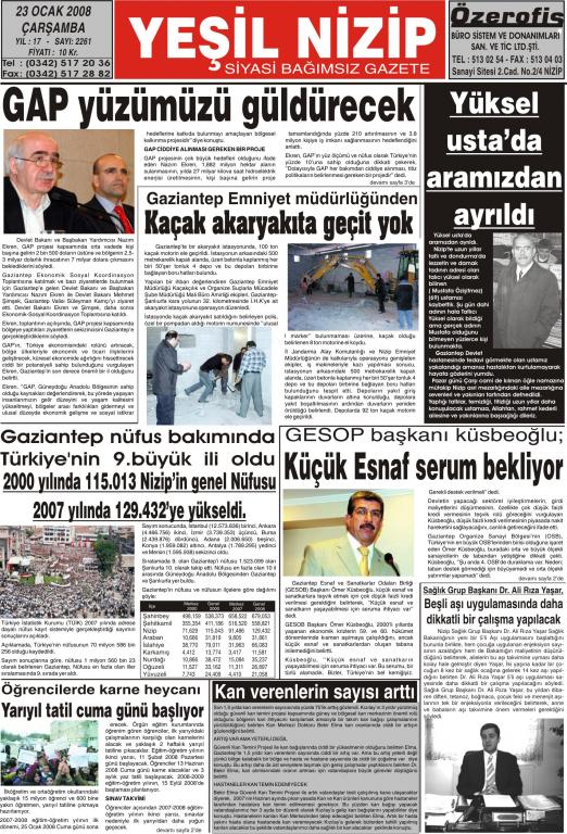 yeşil nizip gazetesi 23 ocak 2008 